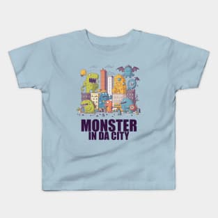 Monster in da City 01 with Text Kids T-Shirt